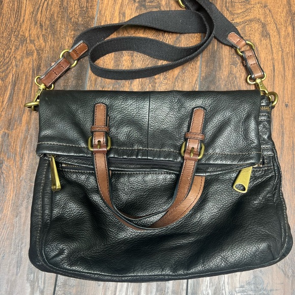 Fossil Black Leather Bag with Gold Hardware - Picture 1 of 14